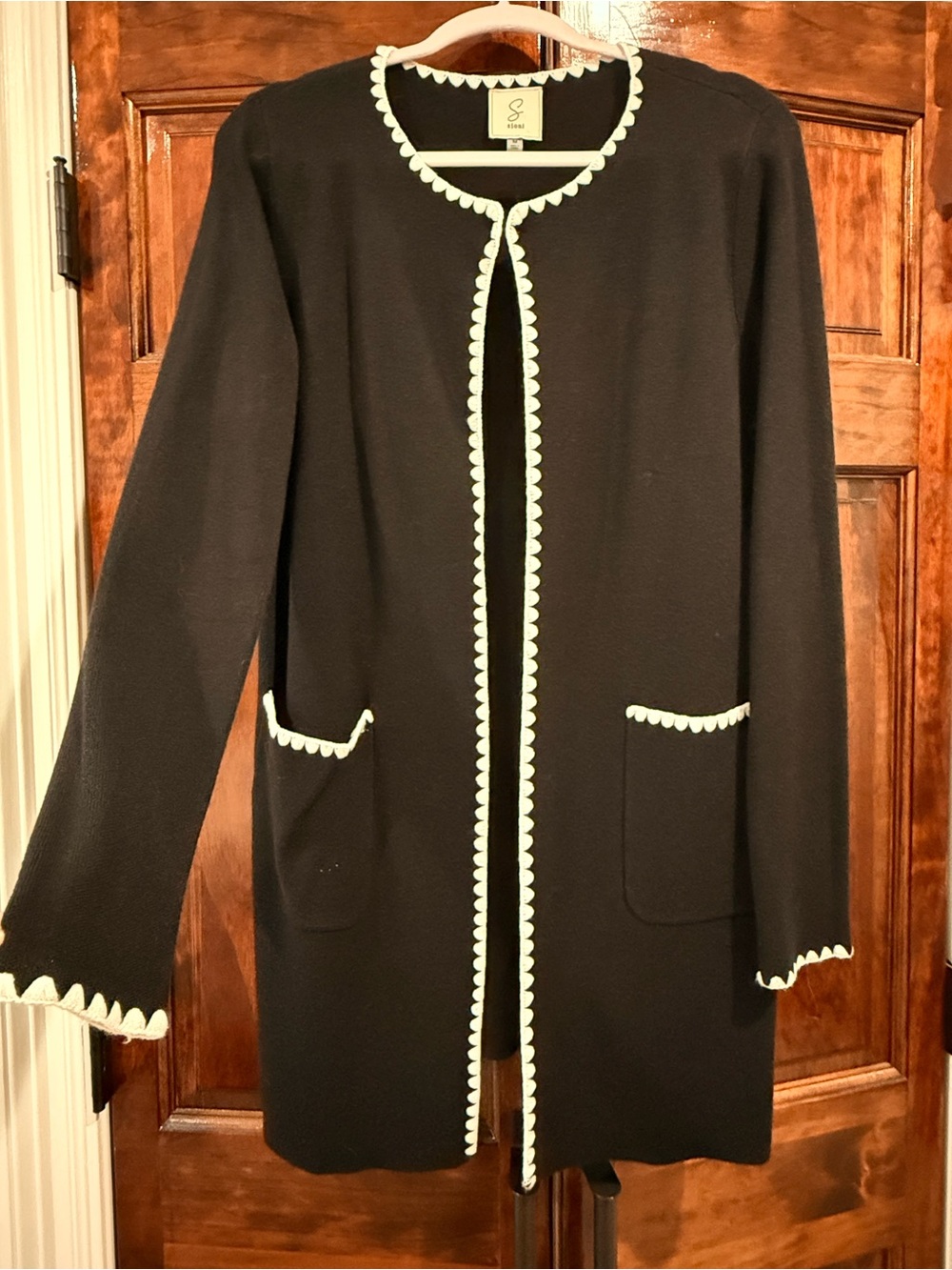 Sioni Black Jacket with Cream Scallop Trim